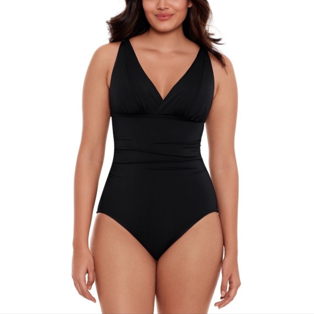 Women's Plunge V Neck One Piece Swimsuit - Black/Small - Brand new with Tags!